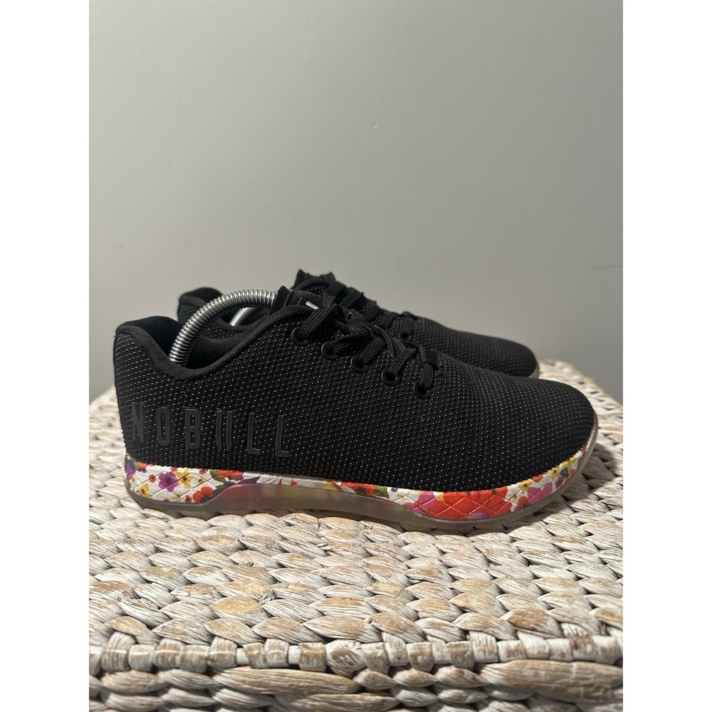 Nobull Impact Daisy Floral Trainer Womens Size 8 Black Running Shoes Sneaker EUC